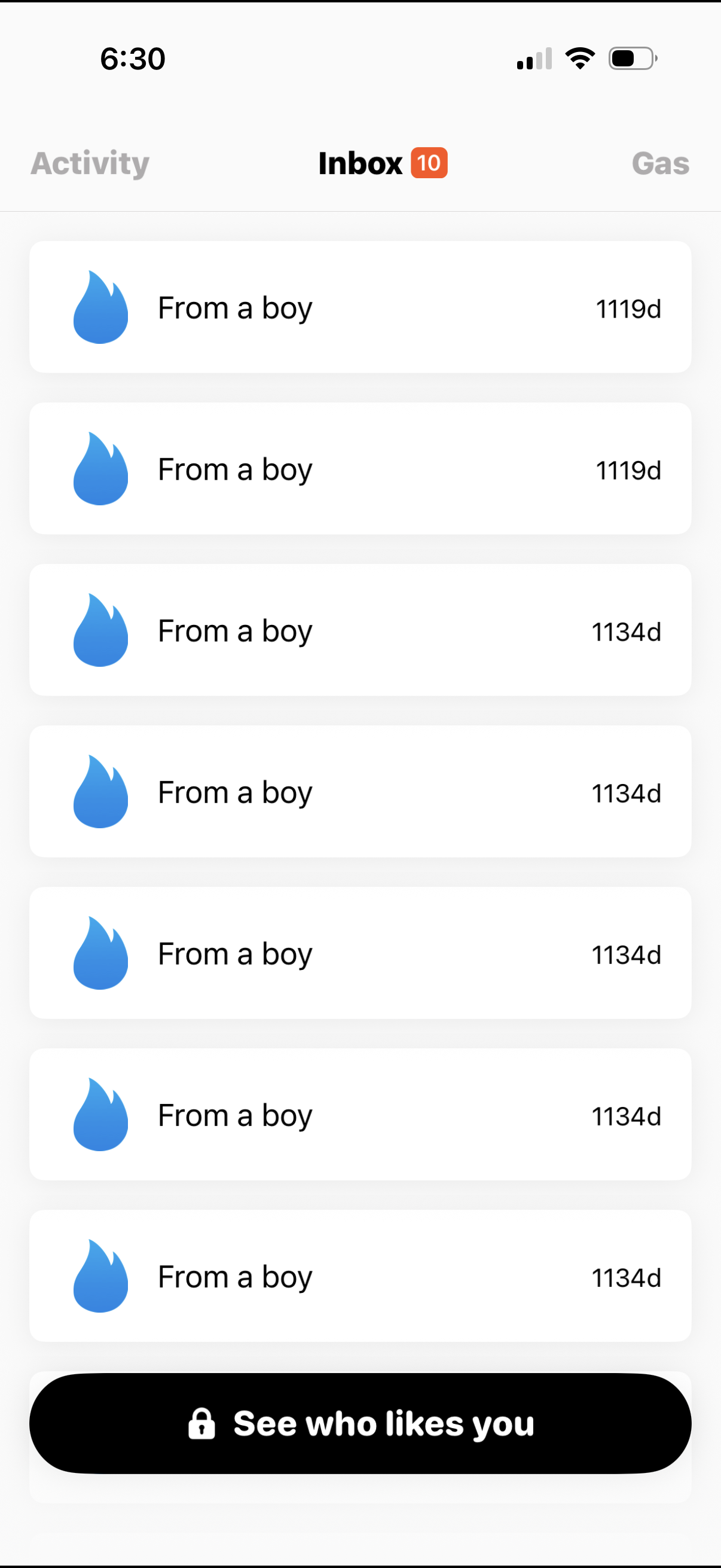 gas notifications screenshot